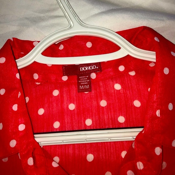 🌟Host Pick🌟 Bongo Sheer Cold Shoulder Red and White Polka Dot - Picture 3 of 11